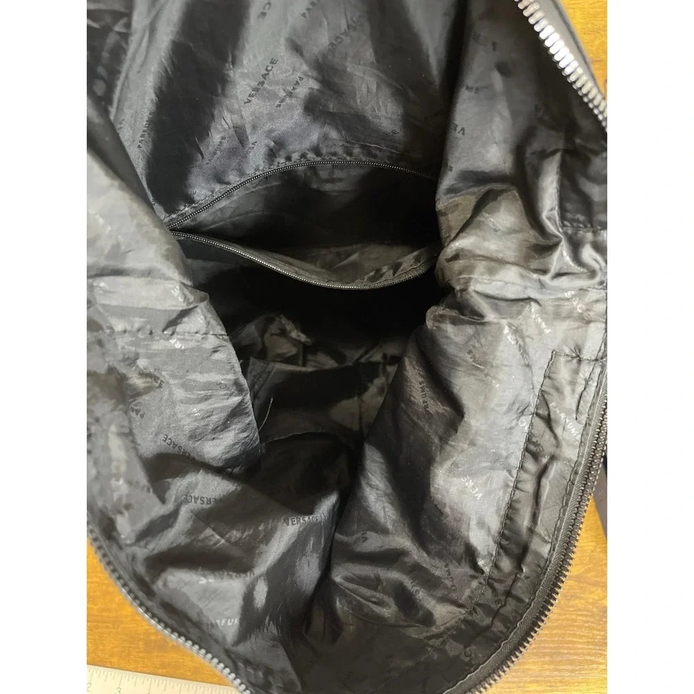 Versace Parfums Black‎ Blue Nylon Roll-Top Backpack Greek Key Straps Promotional